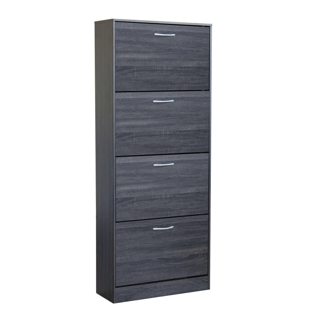 Scarpiera Salvaspazio 4 Ante a Ribalta 60x24x150h cm Legno Antracite - Mobile Ingresso LOLA