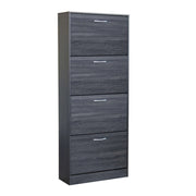 Scarpiera Salvaspazio 4 Ante a Ribalta 60x24x150h cm Legno Antracite - Mobile Ingresso LOLA
