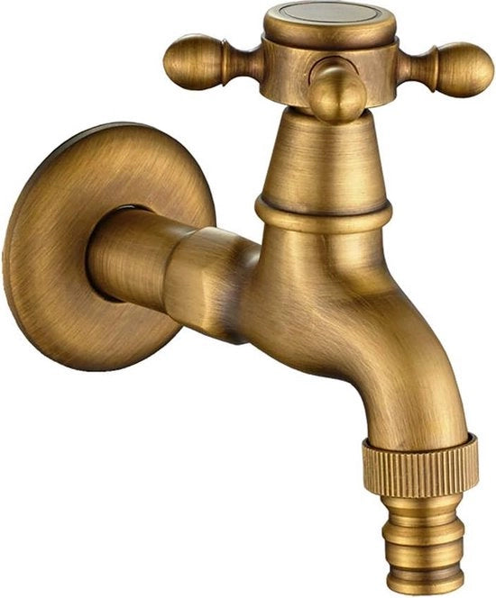 Kraan per lavatrice in ottone con connessione G1/2 per tubo di scarico - antico rubinetto a croce per lavanderia bagno esterno