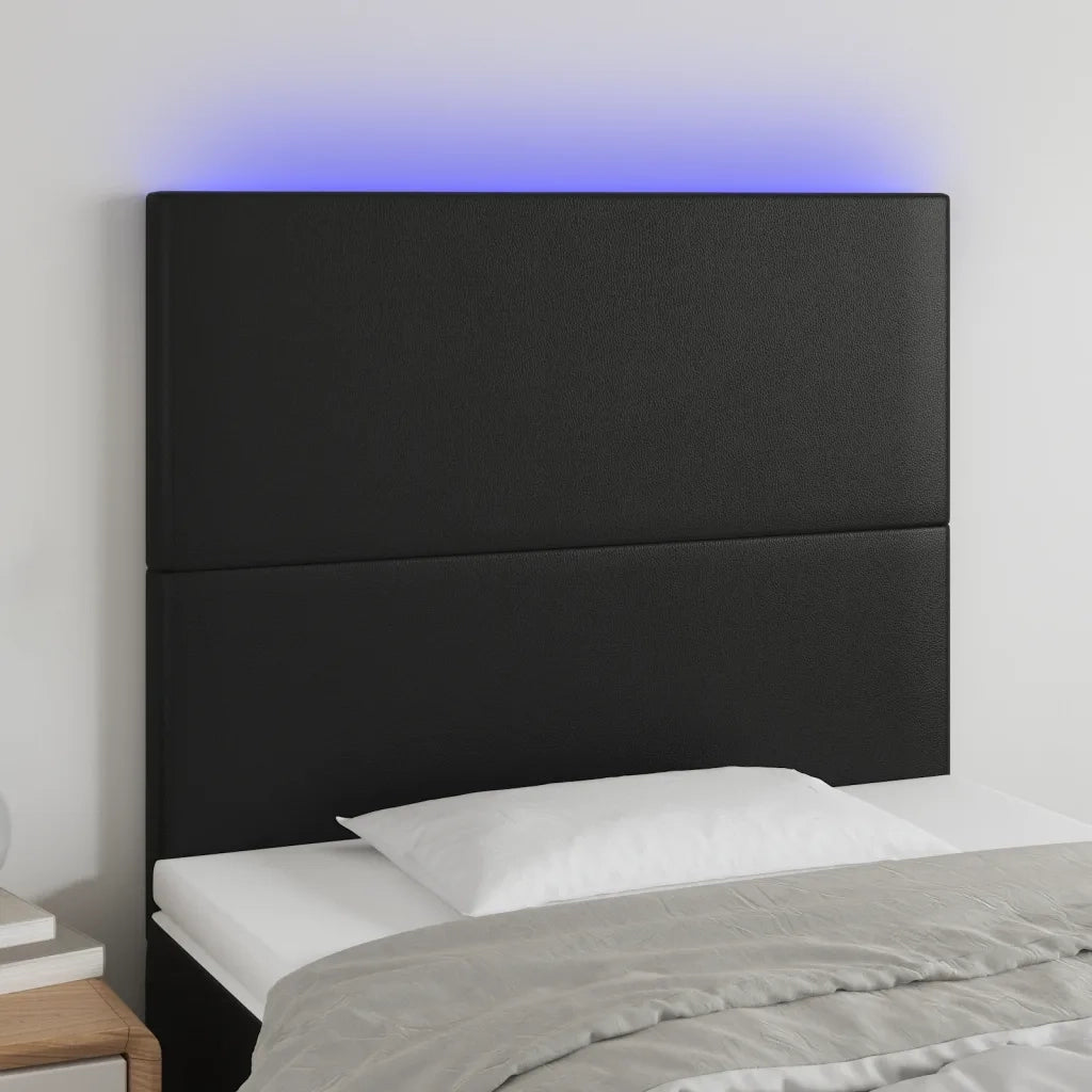 Testiera a LED Nera 100x5x118/128 cm in Similpelle 3122228