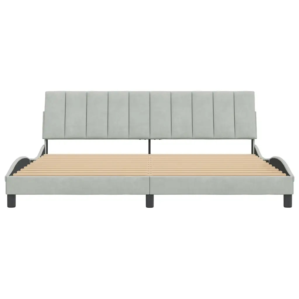 Letto matrimoniale | Letto per adulti | Giroletto senza Materasso Hanko Grigio Chiaro 200x200 cm Velluto