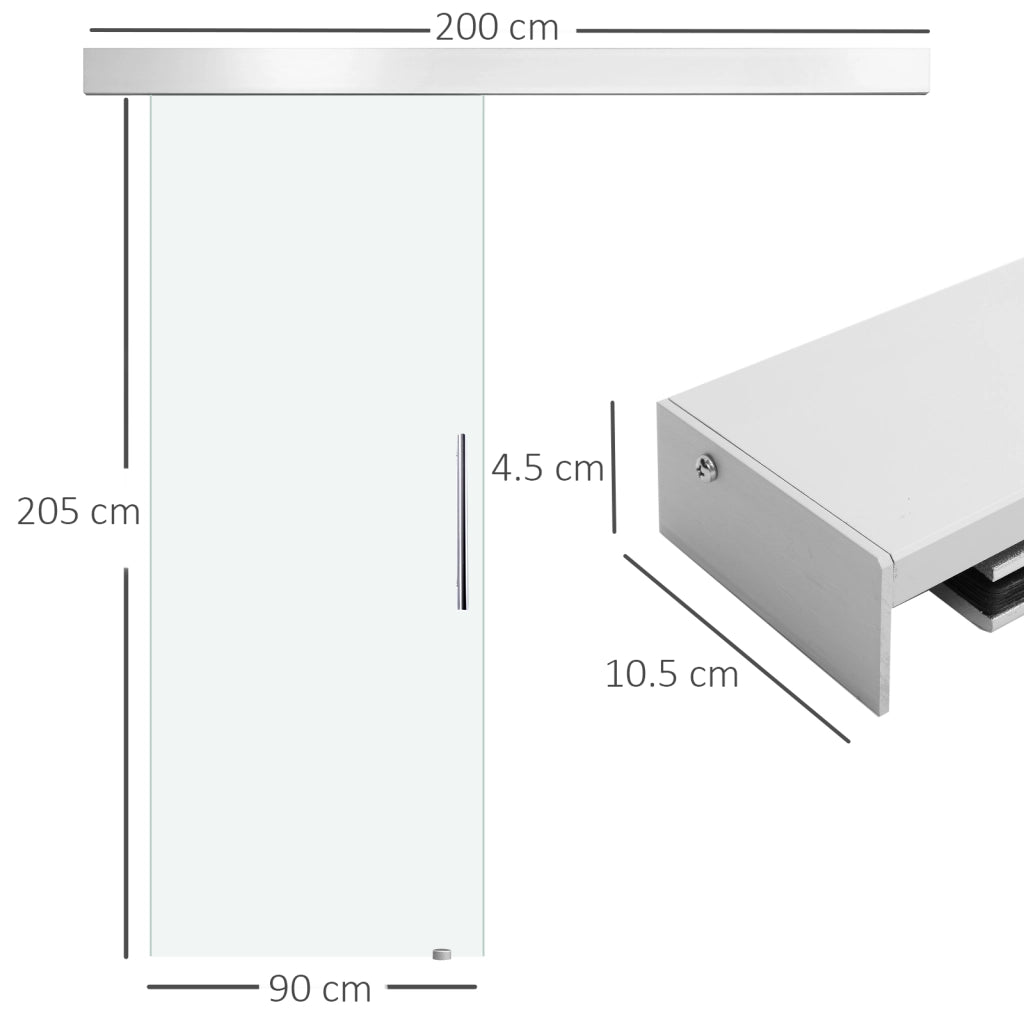 Porta Scorrevole in Vetro Smerigliato ¨C zephmum ¨C Grigio 205x90x0.8cm