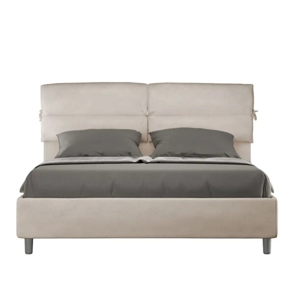 Letto matrimoniale senza rete imbottito 160x190 microfibra sabbia Nandy