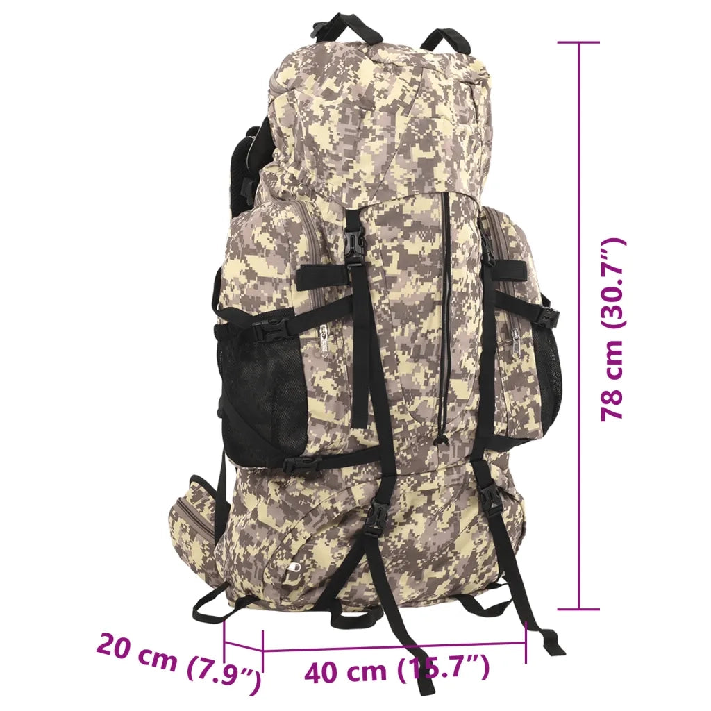Zaino da Trekking Cammello Mimetico 80 L in Tessuto Oxford CFW4576164