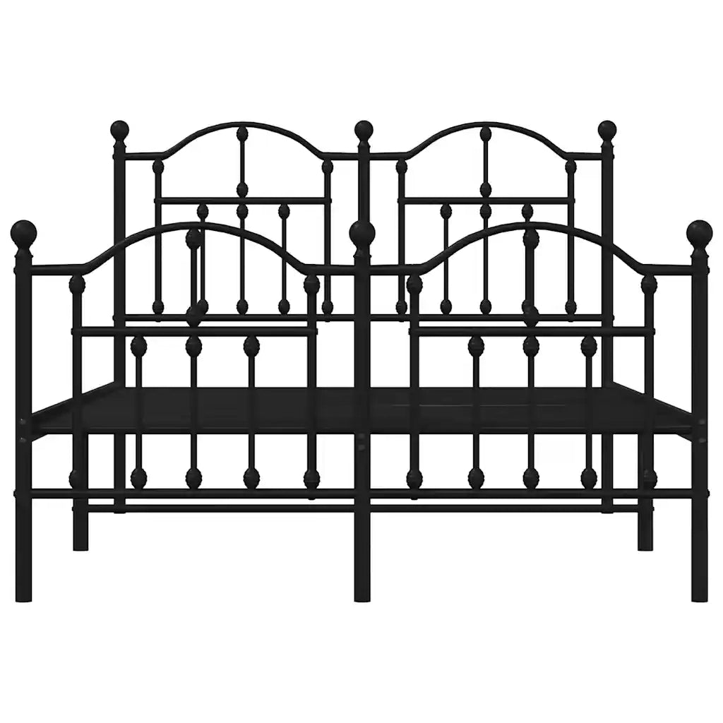 Letto matrimoniale | Letto per adulti | Giroletto con Testiera e Pediera Metallo Nero 120x200 cm