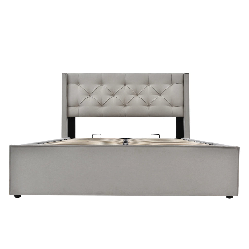 letto imbottito cotone grigio chiaro 140x200 cm