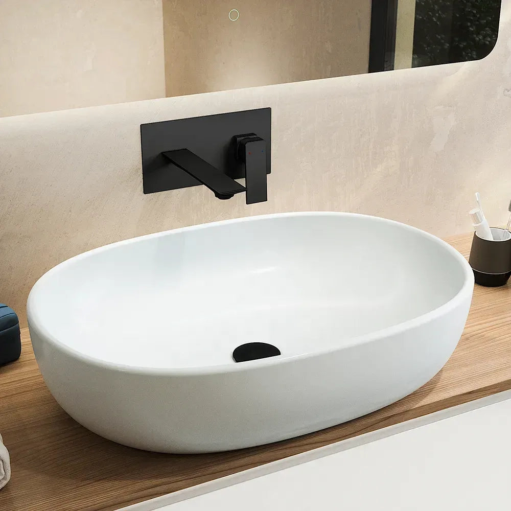 Coppia miscelatori lavabo ad incasso bidet senza scarico nero opaco | Ingrid