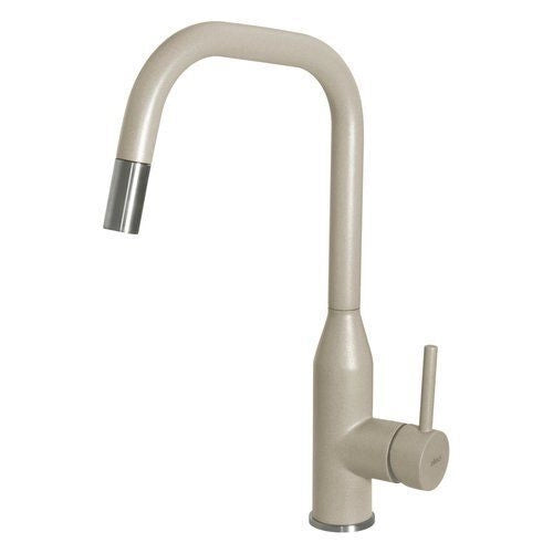 Elleci Dora Plus MKKDRP95 - Miscelatore da cucina Mono Splitcomando, da incasso, Keratek, canna girevole con doccetta estraibile, 38 cm, Champagne