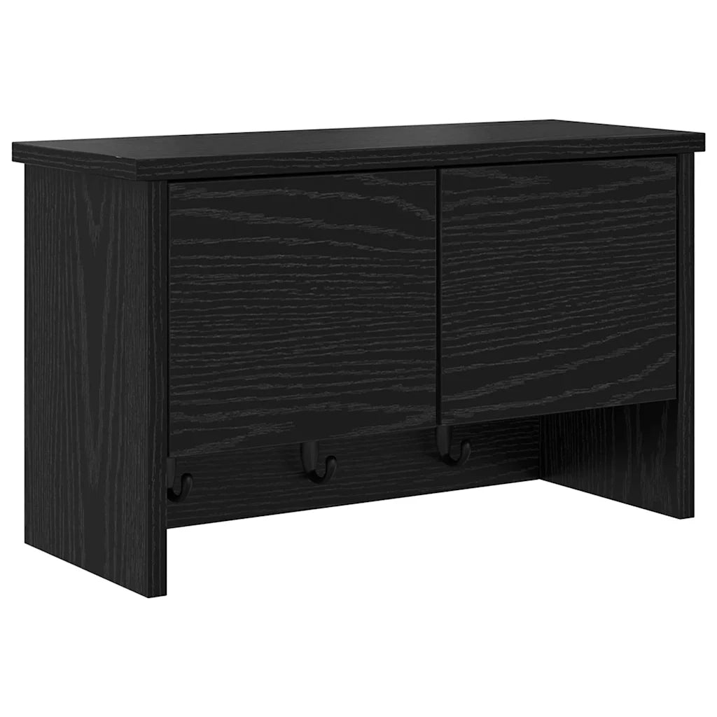 Appendiabiti a muro con lo scaffale Rovere Nero 50 x 20 x 30 cm 874332