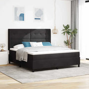 Letto a molle con materasso con led Nero 180 x 200 cm Velluto