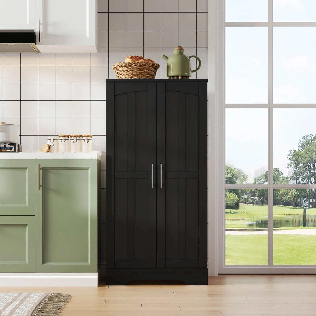Armadio da cucina con LED - Zephmum - 120x60x40 cm - Nero - Luci sensore, ante regolabili
