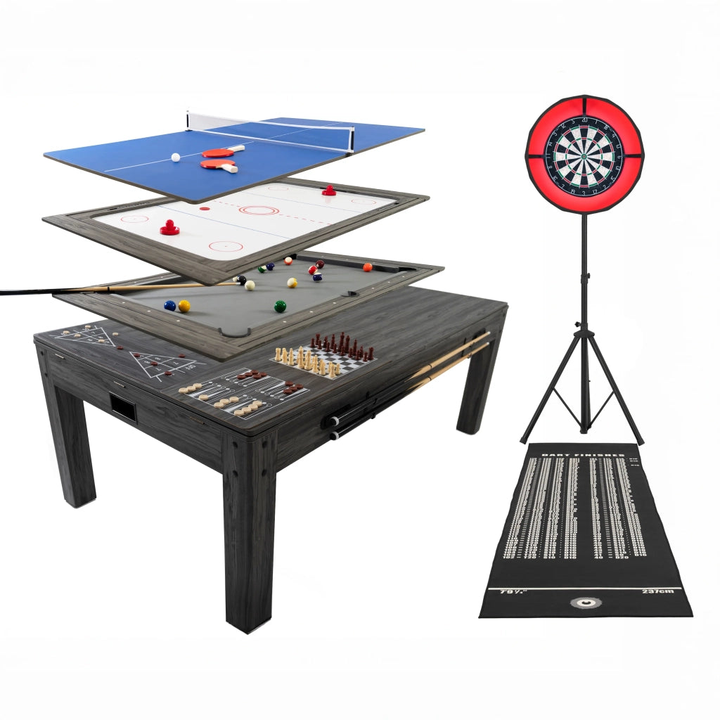 Tavolo Multi Gioco 7-in-1 7ft (213 cm) Grigio con Freccette LED