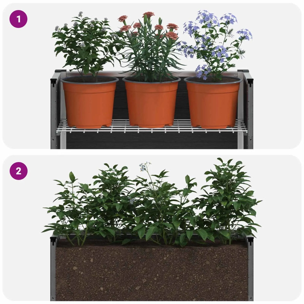 Fioriere | Cassetta per fiori | Letto rialzato da giardino Grigio 50 x 30 x 22 cm