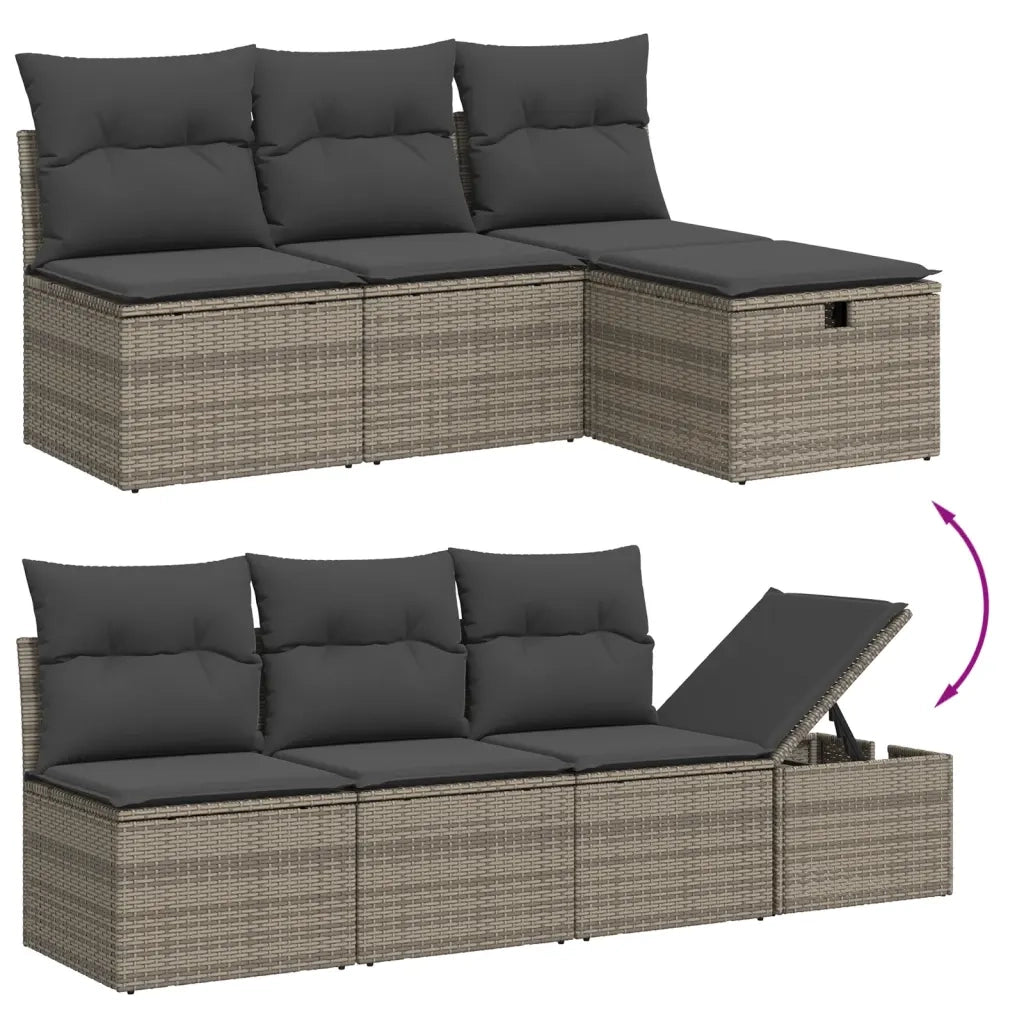 Set Divani da Giardino 7 pz con Cuscini Grigio in Polyrattan 3265750