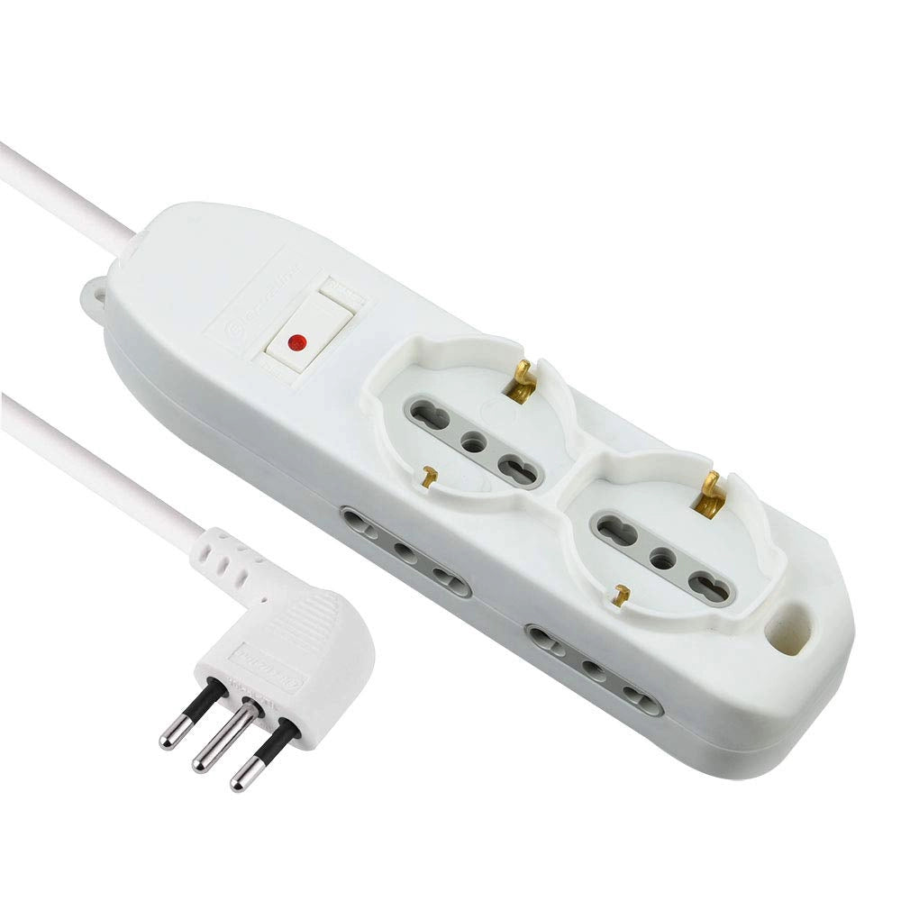 Multipresa con Interruttore 2 Schuko + 4 BIVAL.10 16A 62047 Electraline