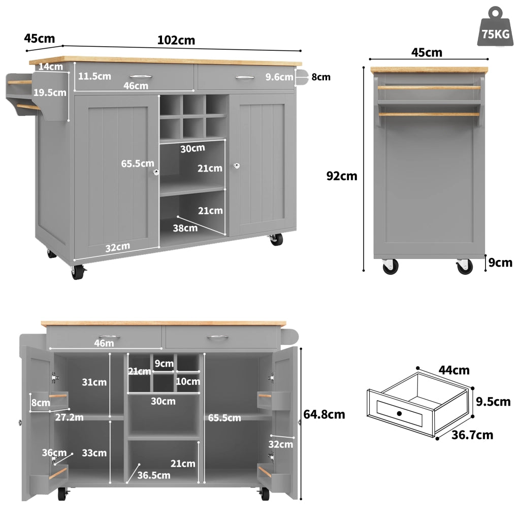 Tavolo da Pranzo Multifunzionale con Vano Contenitore ¨C MINIMAL ¨C Effetto Legno Grigio 102x45x92cm