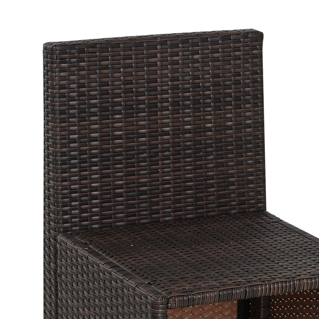 Set salotto da giardino in polyrattan 5 pezzi con tavolo; 4 sedute e cuscini; marrone