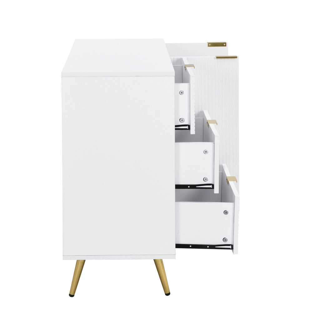 CREDENZA 120x38x80,5 cm MDF Bianca e Oro