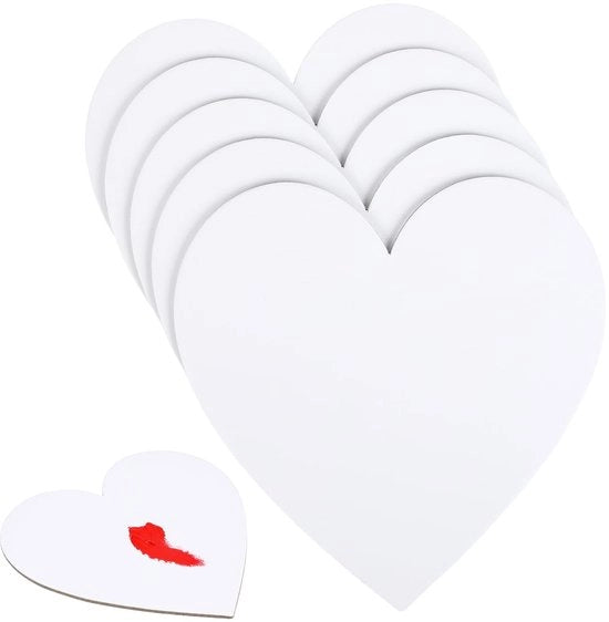 Pannello di tela a forma di cuore - 5 pezzi - 15x15 cm - Materiali per la pittura - Decorazione - Design romantico - Risposta emotiva - Tavola da dipingere