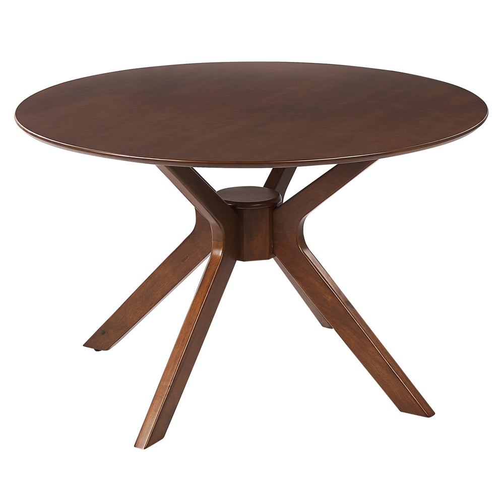 Tavolo da pranzo mogano scuro MDF rubberwood ø 120 cm rotondo di ispirazione retrò design soggiorno sala da pranzo
