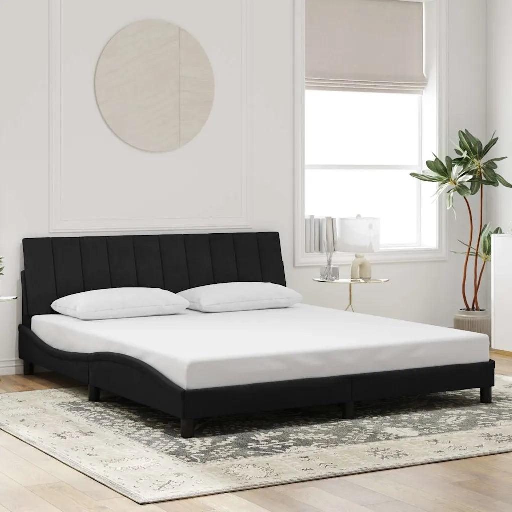Letto matrimoniale | Letto per adulti | Giroletto senza Materasso Hanko Nero 180x200 cm in Velluto