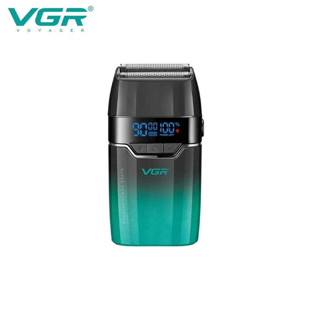 Trade Shop - Tagliacapelli Professionale Foil Shaver Vgr V-308 – Rasoio A Lamina Barber - Verde Acqua