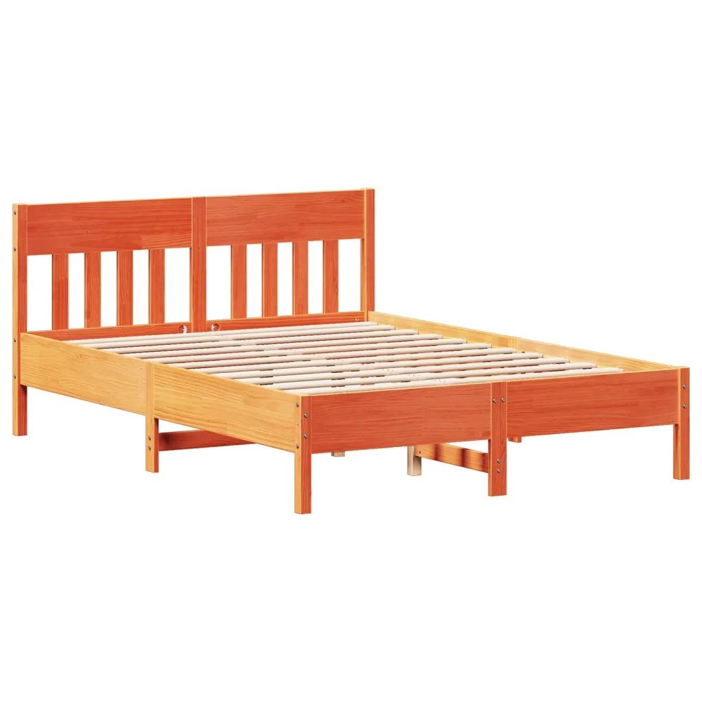 Letto senza Materasso Marrone Cera 140x190 cm in Legno di Pino 842665