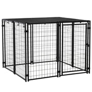 Recinto Pieghevole per Cani con Copertura ¨C Xylo ¨C 8 Pannelli, Porta Bloccabile, 141x141x113cm, Nero