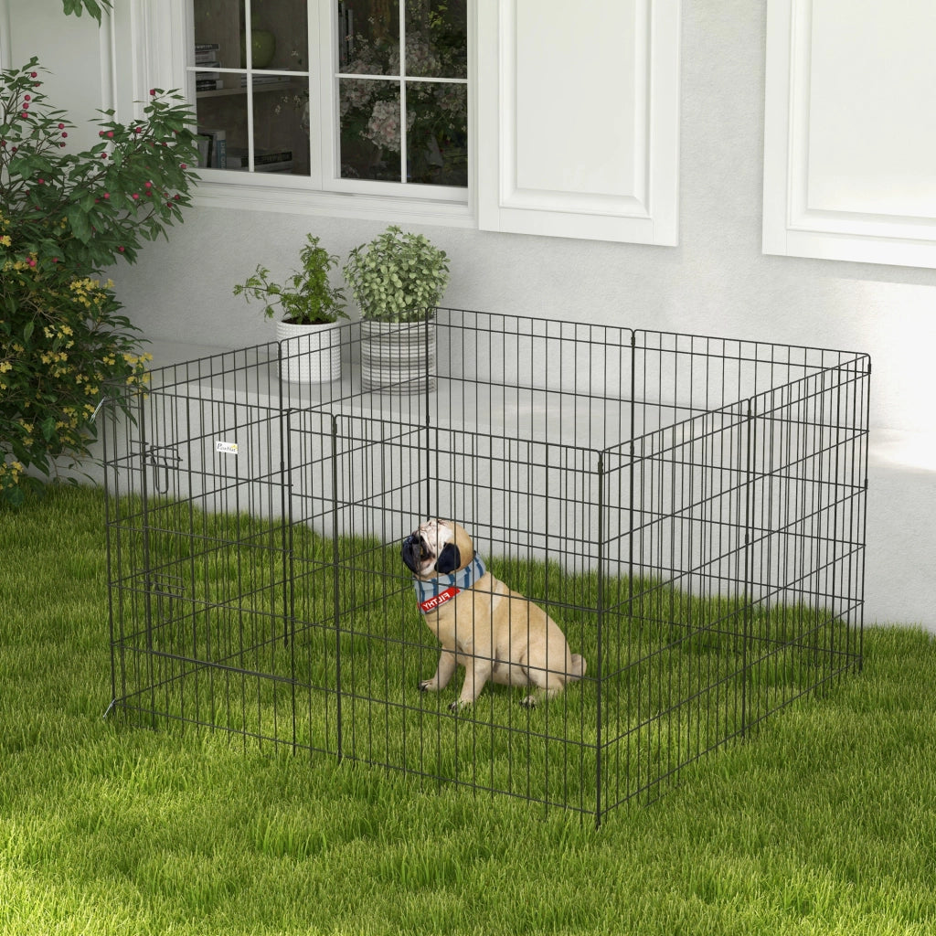 Recinto per Cani 8 Pannelli ¨C Minimal ¨C Nero 76x61 cm