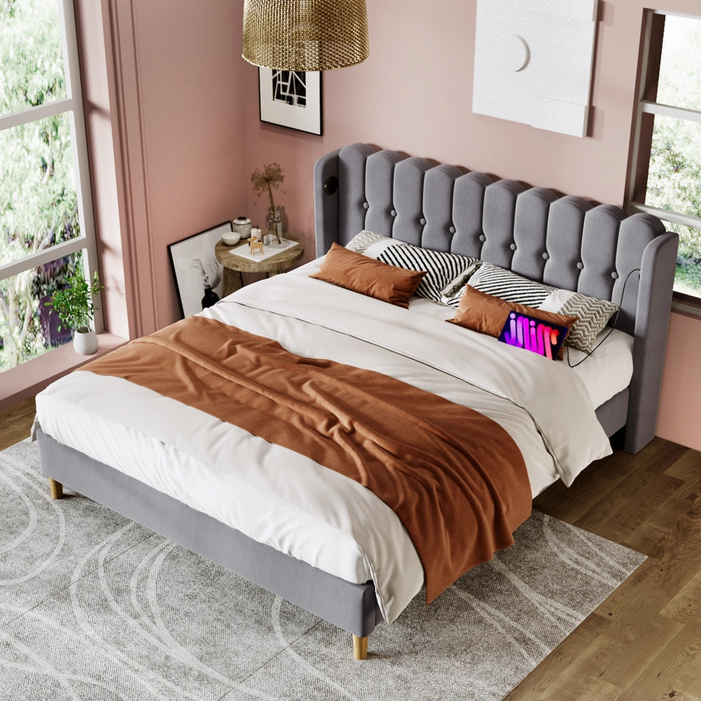 letto imbottito lino grigio 180 x 200 cm