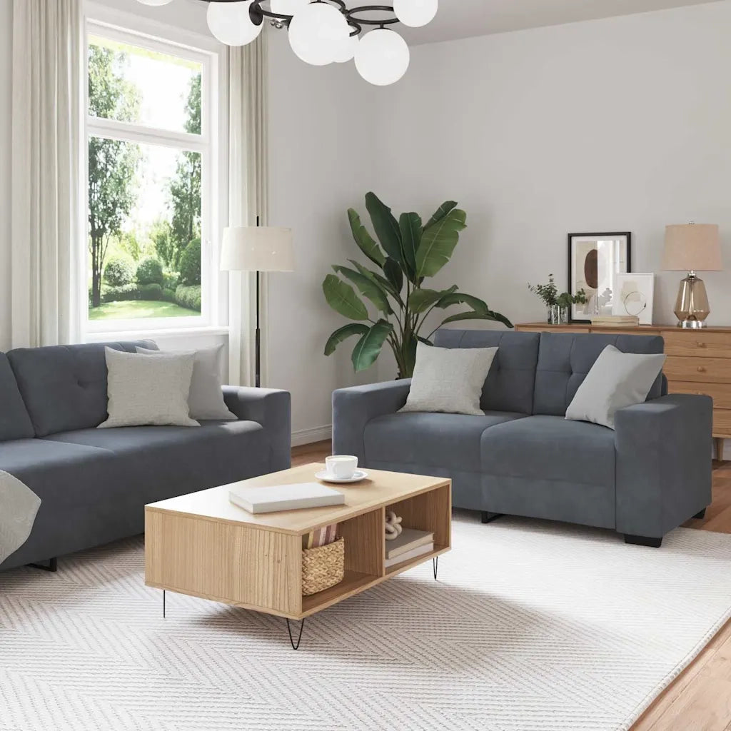 Set di divani 3 pcs Grigio scuro 221 x 80 x 80 cm Velluto 3324640