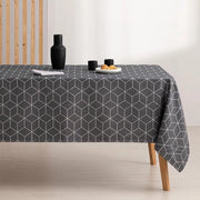 Tavolo con tovaglia di tessuto geometrico resistente alla sporcizia - antracite - 140 x 140 cm