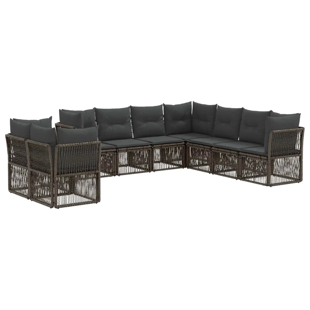 Set Divano da Giardino 9 pz Grigio polyrattan 3434264