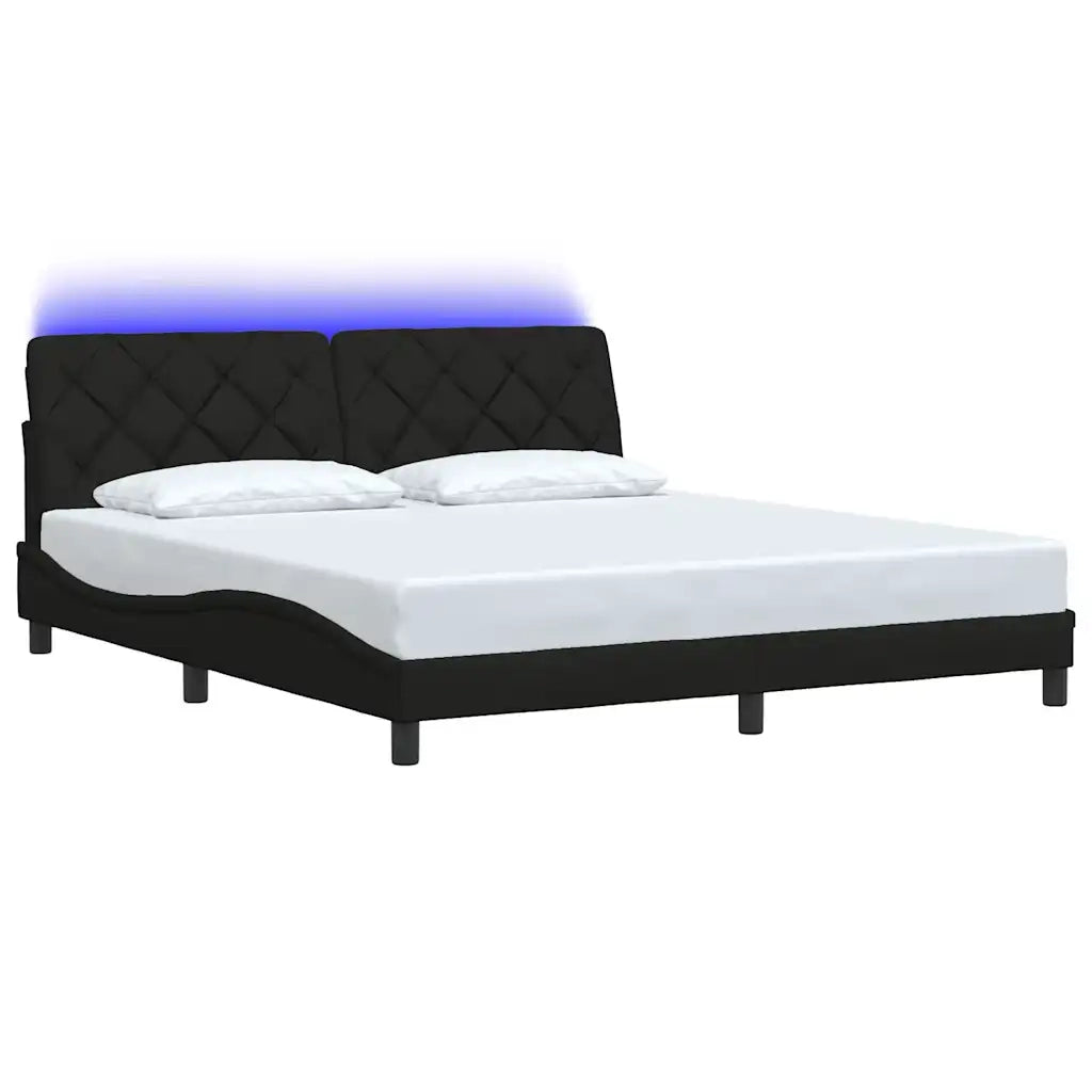 Giroletto con LED senza Materasso Nero 180x200 cm in Tessuto 3310687