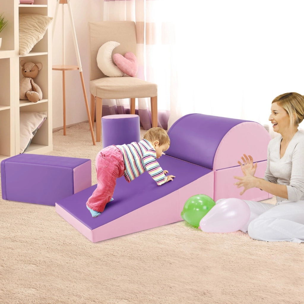 Set di gioco da arrampicata per bambini da 5 pezzi, Strutture di gioco in schiuma impermeabili Viola-Giocattoli educativi