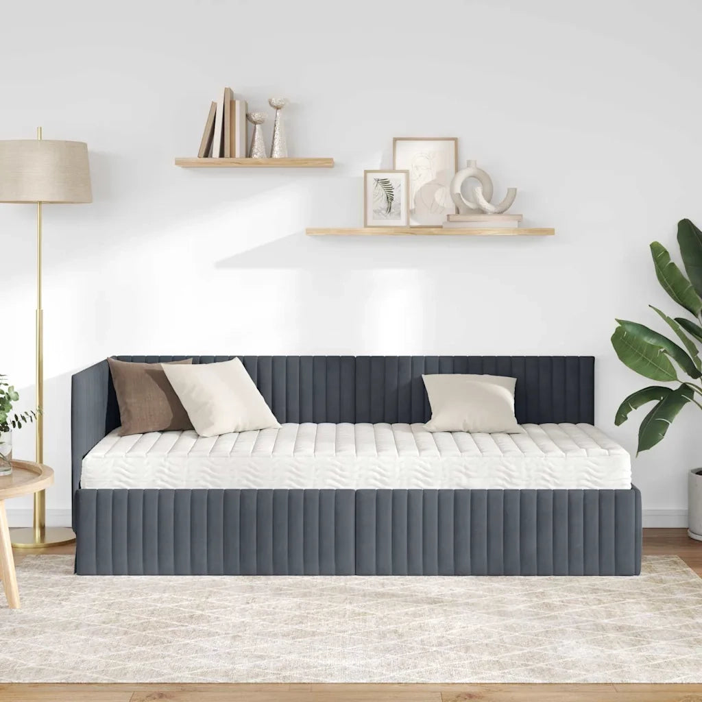 Struttura Letto Angolare con Materasso 2 pcs Grigio Velluto 3393799