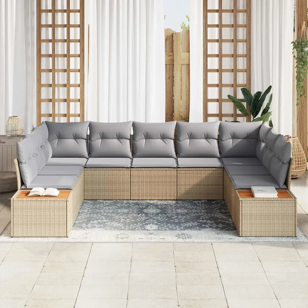 Set Divano da Giardino 5 pcs Beige e Grigio Chiaro Polyrattan 3356835