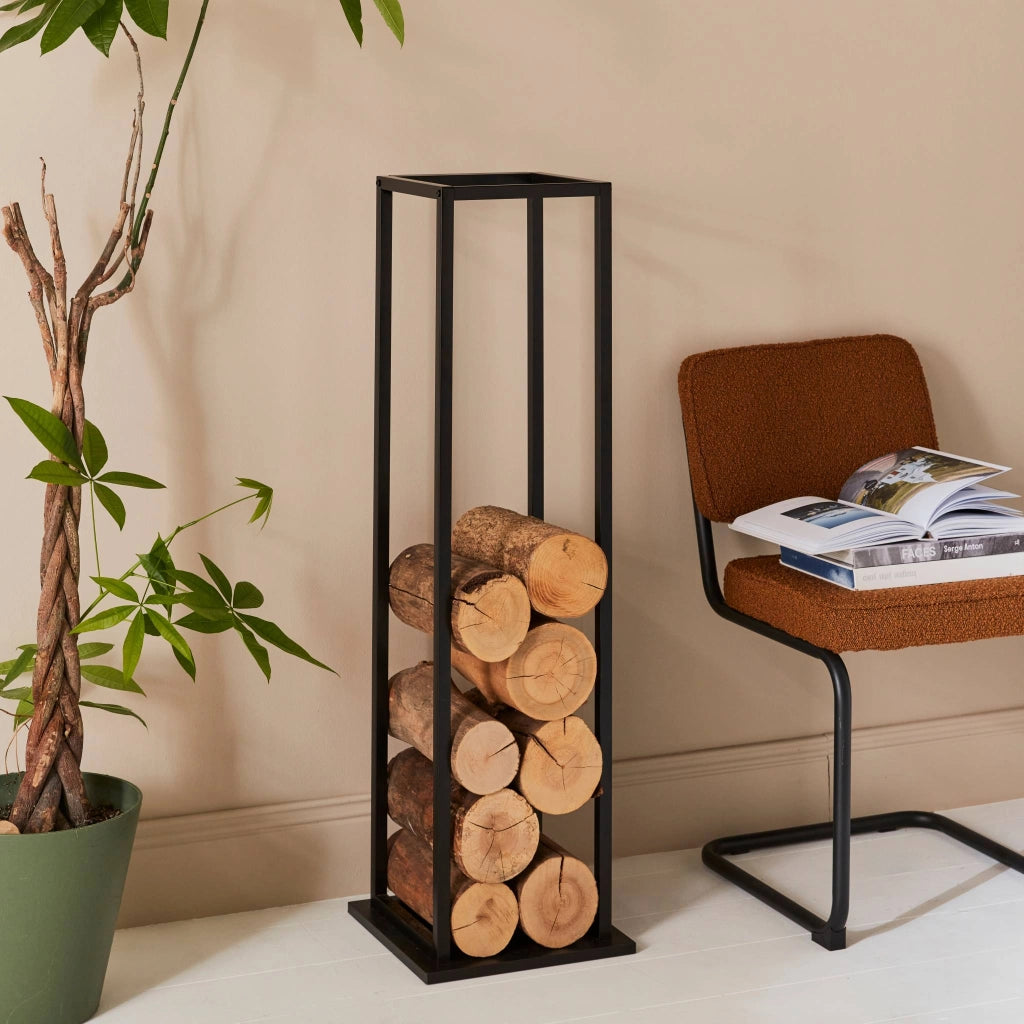 Portalegna verticale da interno, 112cm, nero