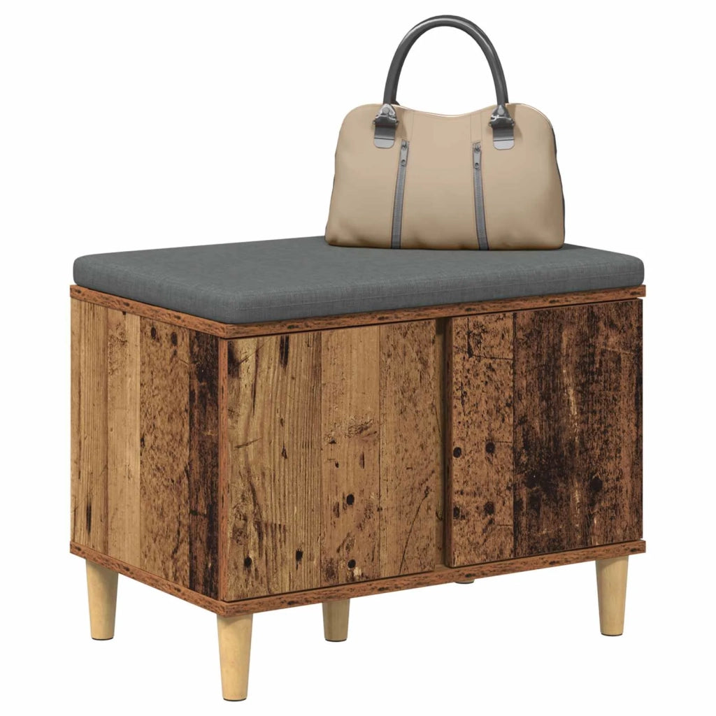 Panca per ingresso con cuscino-Sgabello-Panca da Corridoio Legno vecchio 60 x 38 x 46 cm 119823