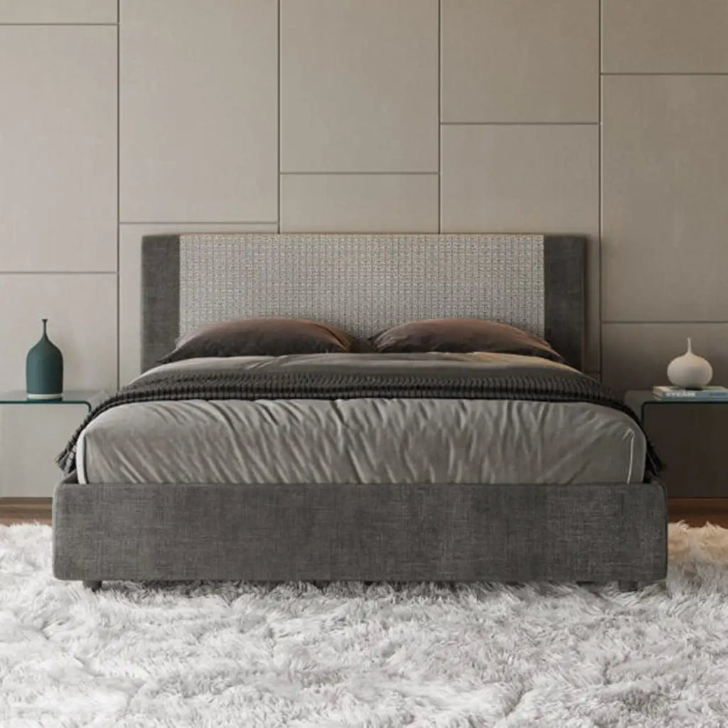 Letto matrimoniale contenitore imbottito 160x190 tessuto Labirinto 2 grigio Rosal