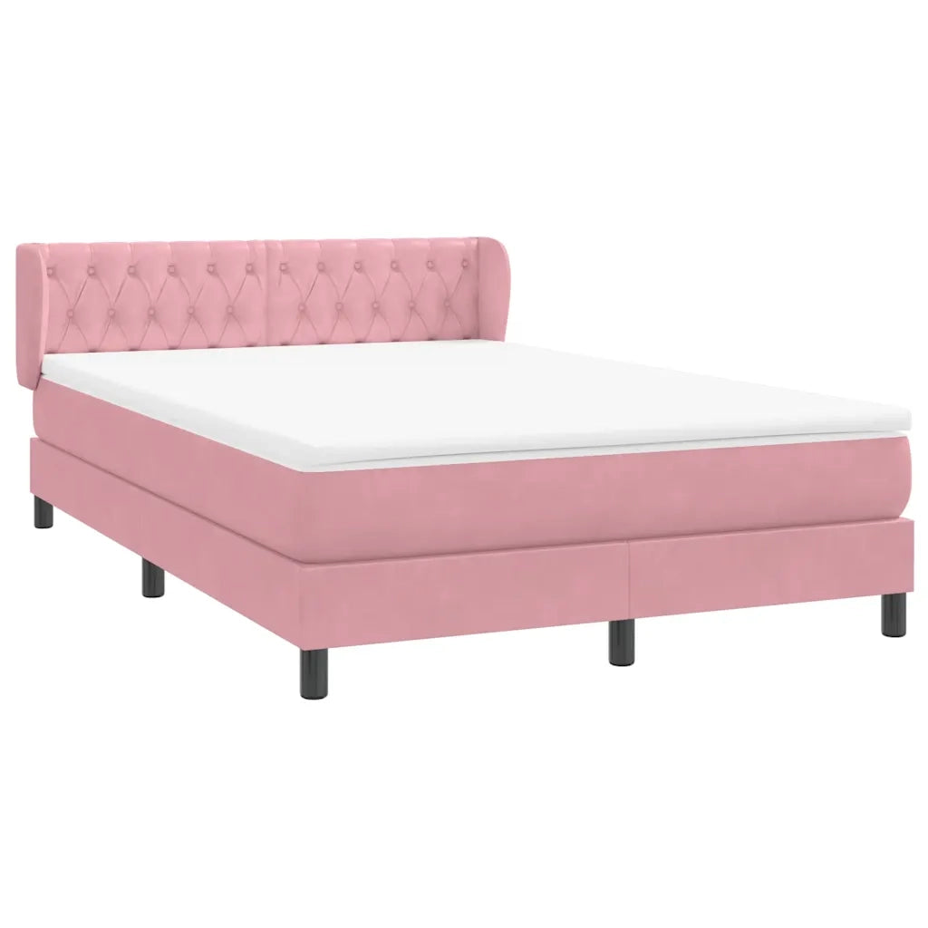 Giroletto a Molle con Materasso Rosa 140x210 cm in Velluto 3317780