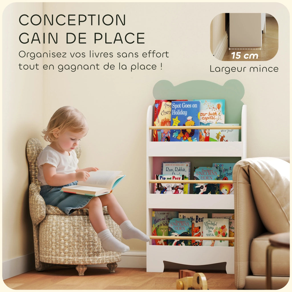 Libreria bambini 3 ripiani legno verde ¨C Xylo ¨C Stoccaggio libri cameretta