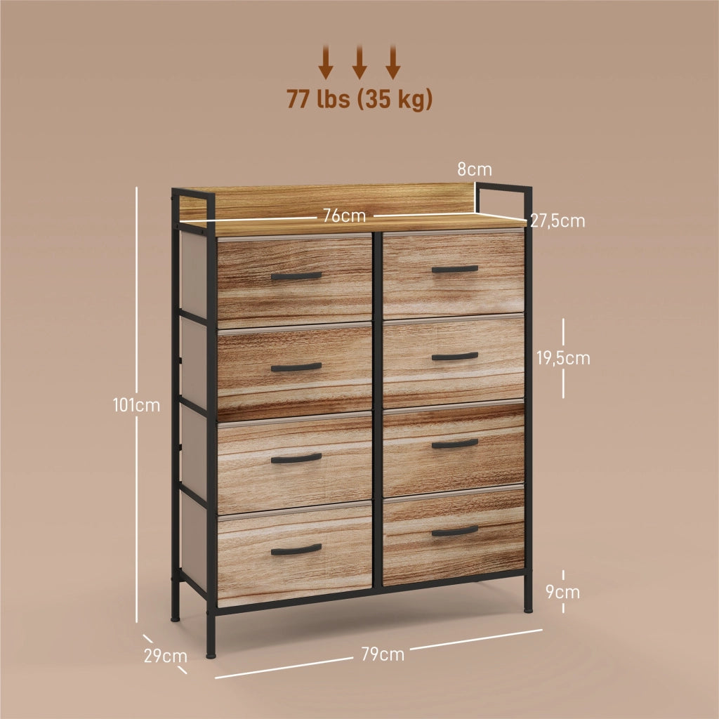 Cassettiera con 8 cassetti in tessuto amovibili, ripiano superiore e struttura in acciaio ¨C Minimal ¨C 79x29x101 cm