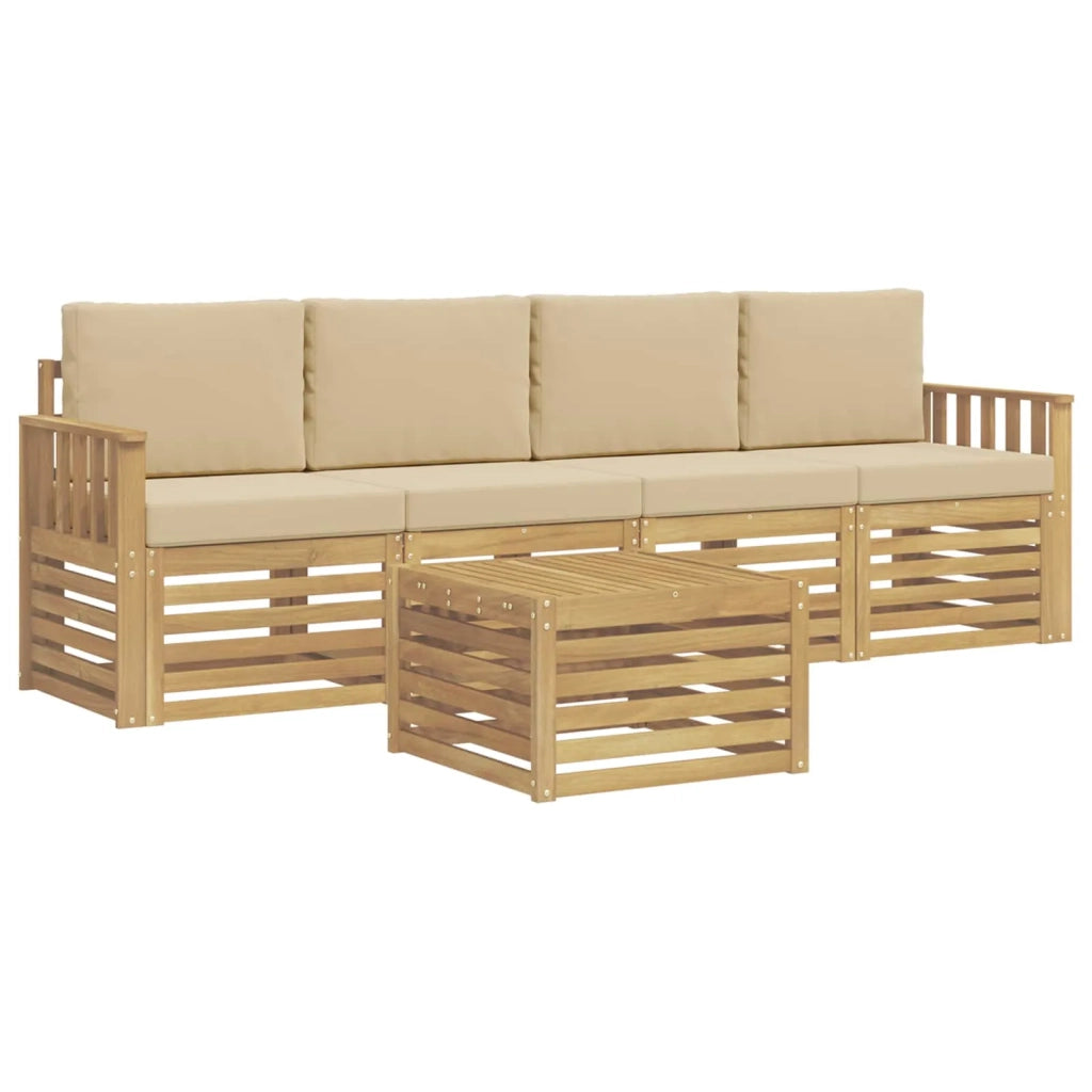 Set di divani da esterno 5 pcs Bianco e Beige Poliestere 3391348