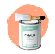 Chalk Paint Vernice a Gesso 750ml + Pennello Tondo in Legno Pack ARANCIA MORBIDA - Pittura per Mobili Senza Carteggiare