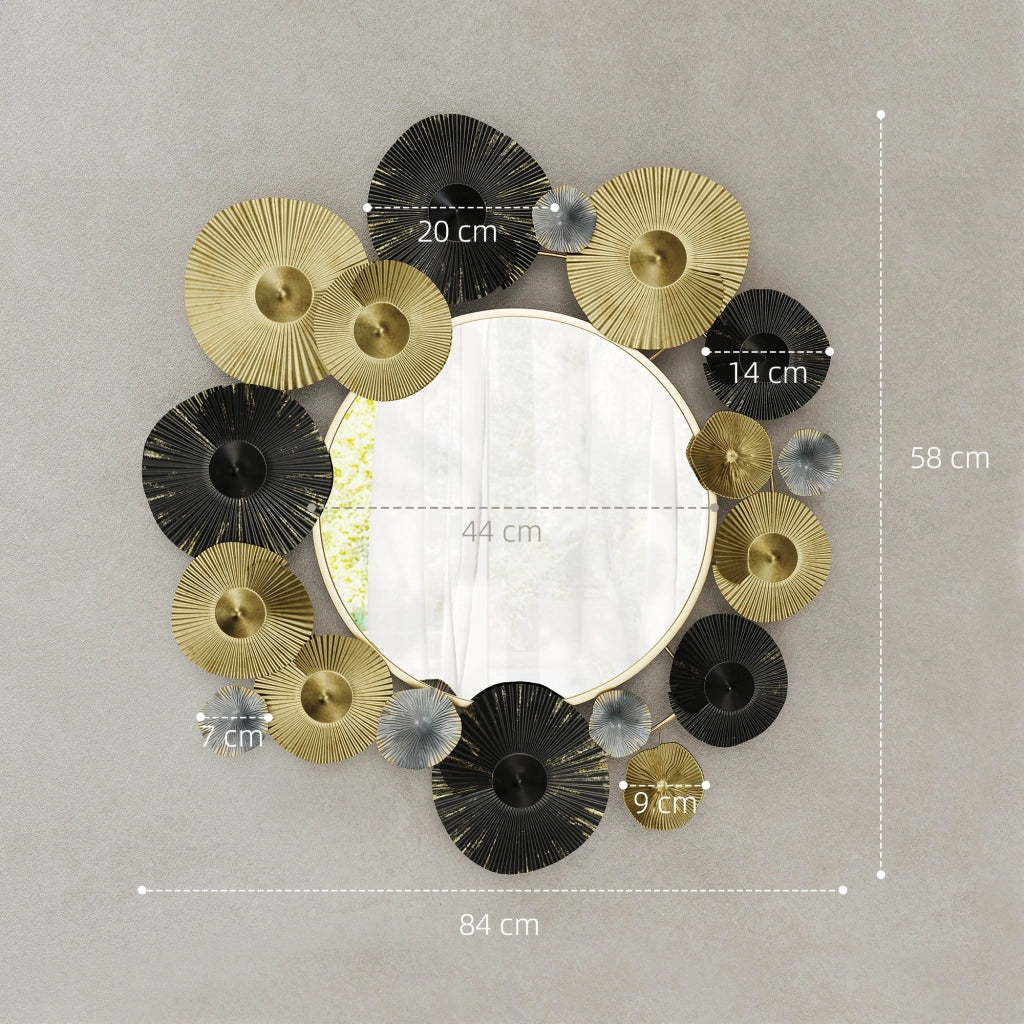 Specchio Decorativo da Parete ¨C Zephmum ¨C Dorato e Nero 84x84 cm