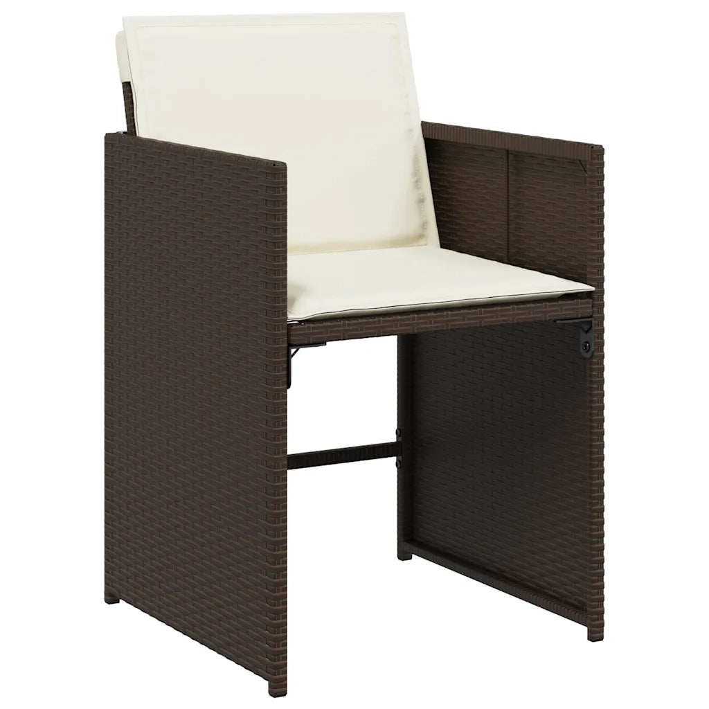 Set da Pranzo da Giardino 9pz con Cuscini Marrone in Polyrattan 3211197