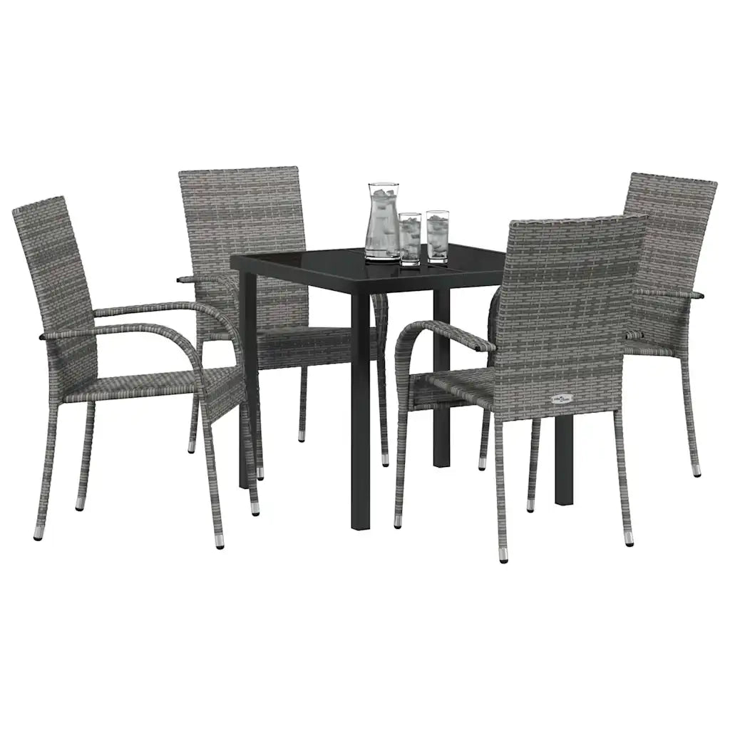 Set da Pranzo per Giardino 5 pcs Grigio
