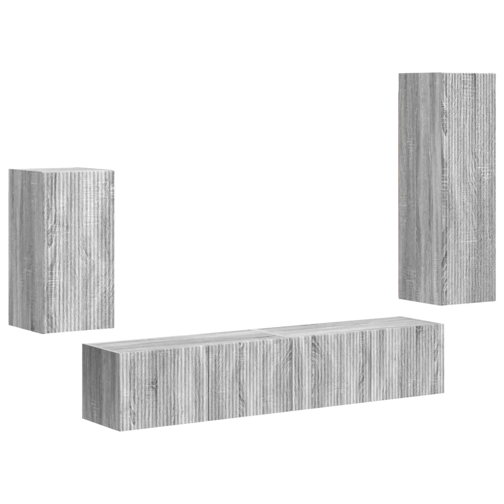 Set mobile TV 4 pz | Armadietto TV | Mobile Porta TV Grigio Sonoma Legno multistrato