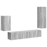 Set mobile TV 4 pz | Armadietto TV | Mobile Porta TV Grigio Sonoma Legno multistrato